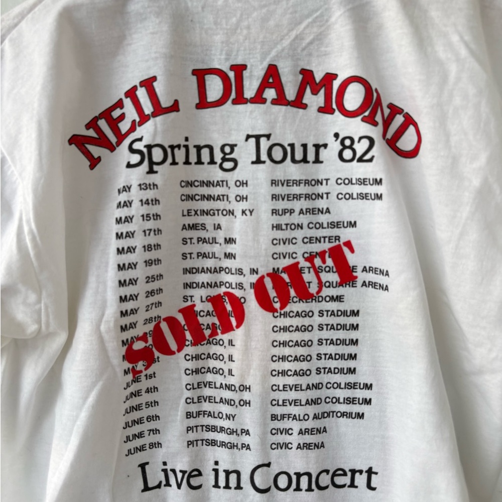 Vintage Neil Diamond Spring Tour 1982 Ringer T-Shirt XL Made in USA - Picture 4 of 6